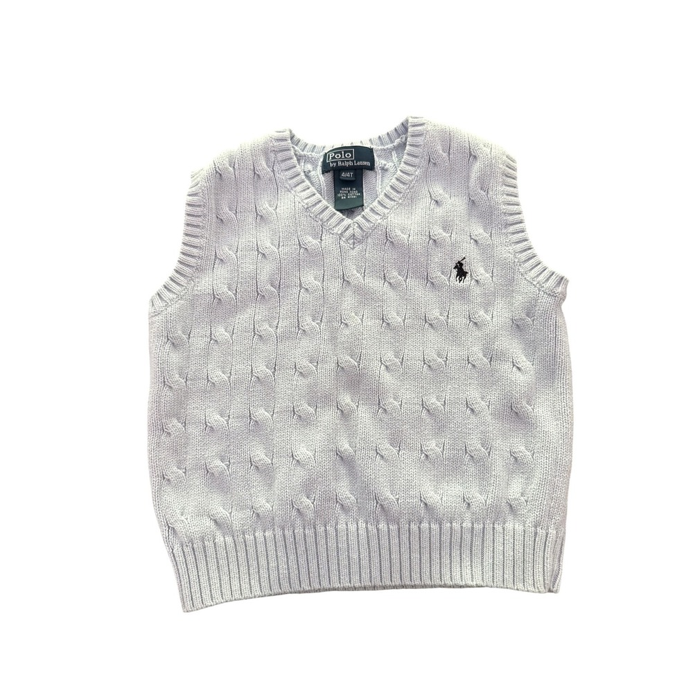 Vintage Polo Ralph Lauren Light Blue Cable Knit V-Neck Sweater Vest 4